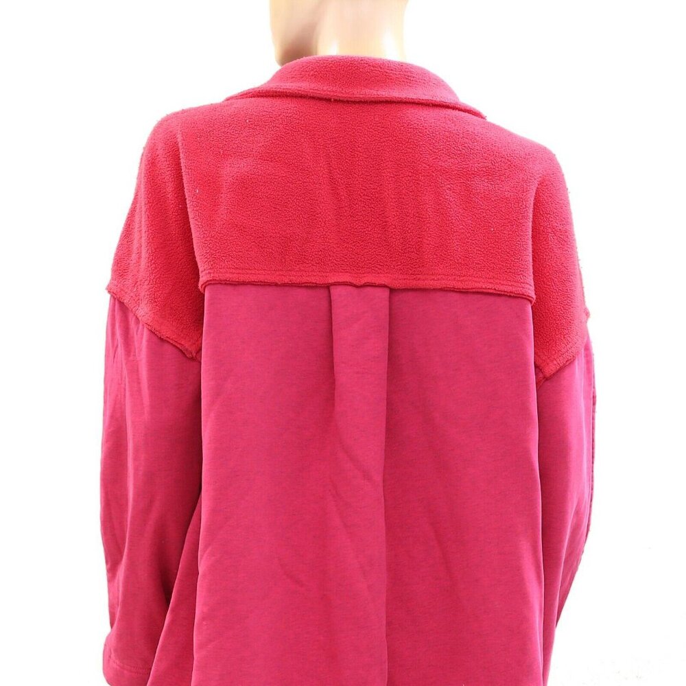 Free People Structured Polo Sweatshirt Top Slouchy Cotton Oversized M NEW 274545 - Picture 4 of 4